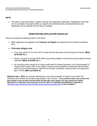 Application for Registration Extended Service Contract Provider/Obligor - Virginia, Page 6