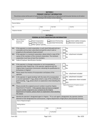 Form 501 Fantasy Contest Operator Initial Registration Application - Virginia, Page 2