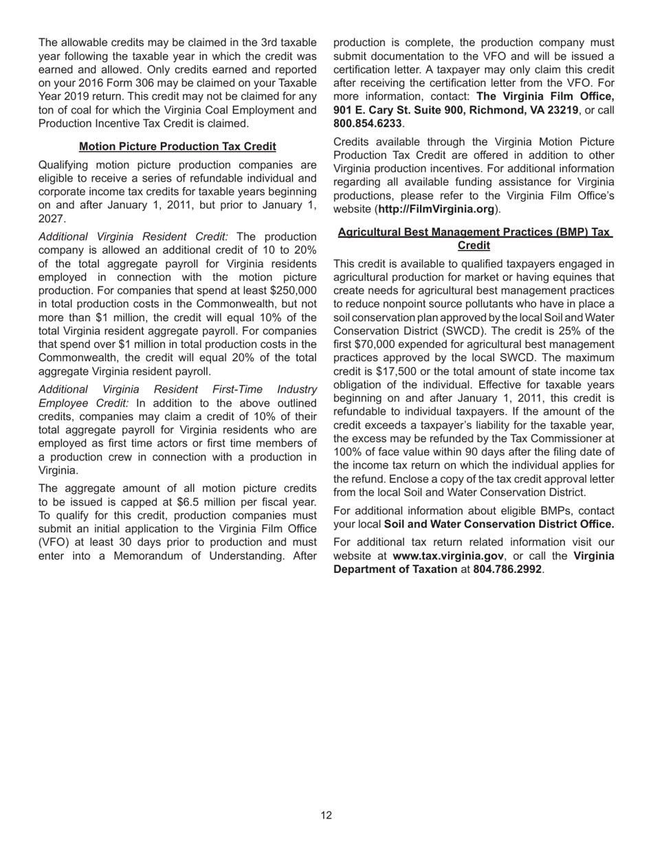 Instructions for Form 760, 760PY, 763, 765 Schedule CR Credit Computation Schedule - Virginia, Page 12