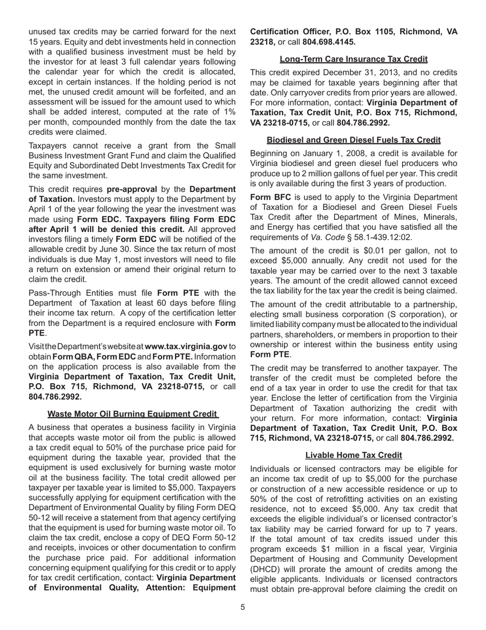 Instructions for Form 760, 760PY, 763, 765 Schedule CR Credit Computation Schedule - Virginia, Page 5