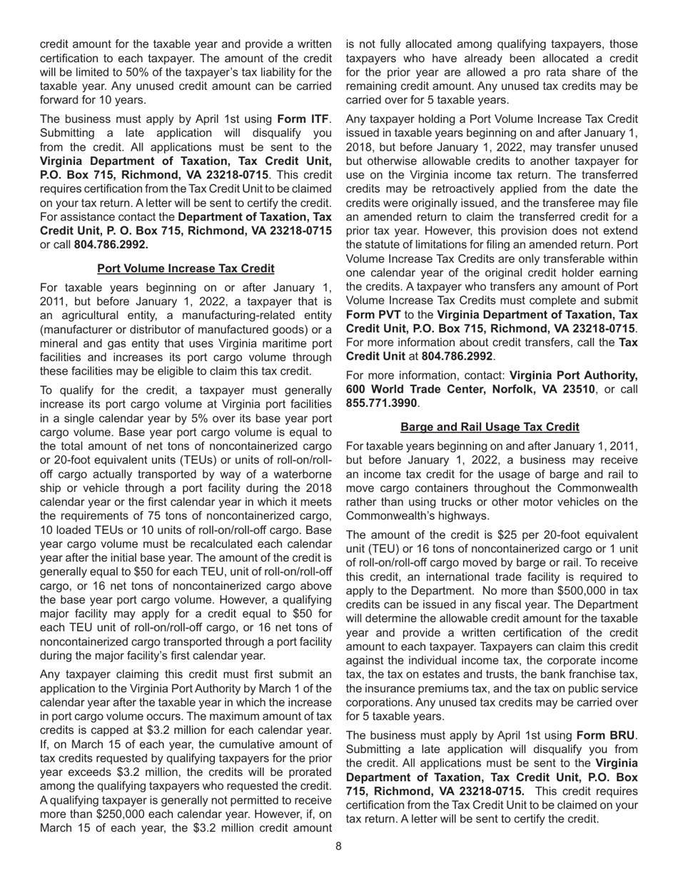 Instructions for Form 760, 760PY, 763, 765 Schedule CR Credit Computation Schedule - Virginia, Page 8
