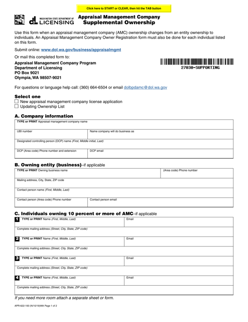 Form APR-622-193  Printable Pdf