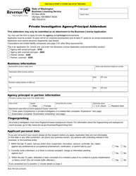 Document preview: Form BLS-700-320 Private Investigative Agency/Principal Addendum - Washington