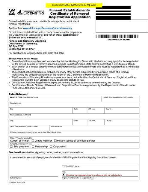 Form FE-653-007  Printable Pdf
