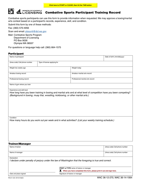 Form PA-611-001  Printable Pdf
