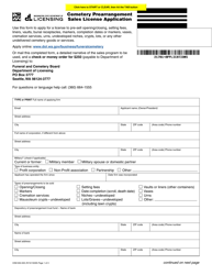 Document preview: Form CEM-650-005 Cemetery Prearrangement Sales License Application - Washington