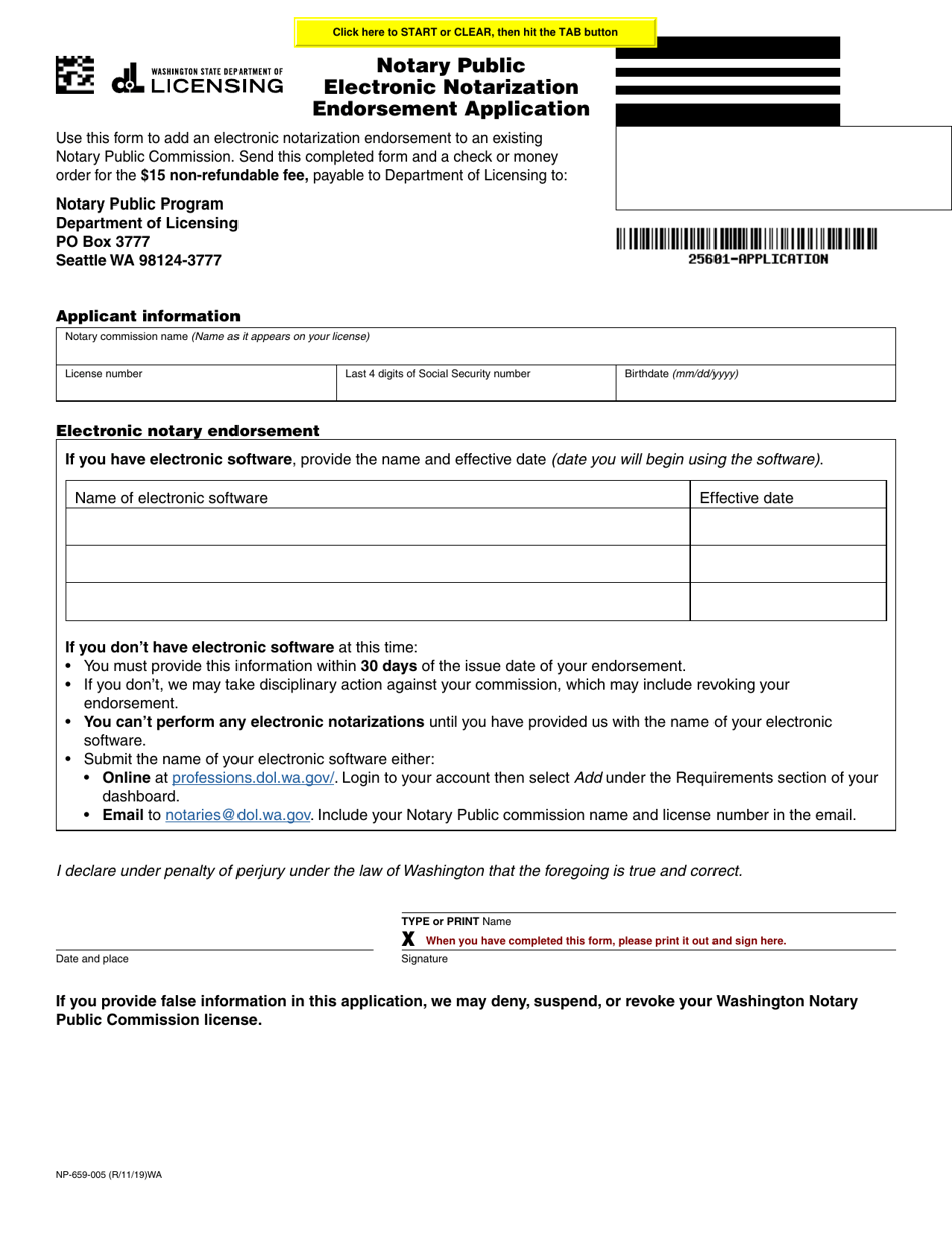 Form np 659 005 download fillable pdf or fill online notary public electronic notarization 