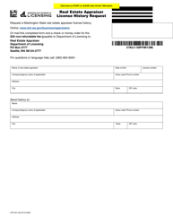 Document preview: Form APP-622-186 Real Estate Appraiser License History Request - Washington