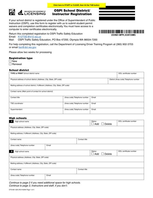 Form DTS-661-026  Printable Pdf