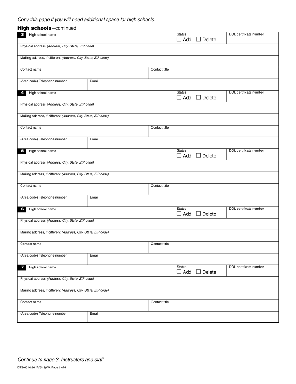 Form DTS-661-026 Ospi School District / Instructor Registration - Washington, Page 2