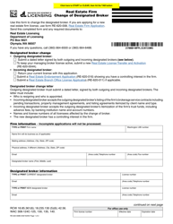 Document preview: Form RE-620-008B Real Estate Firm Change of Designated Broker - Washington