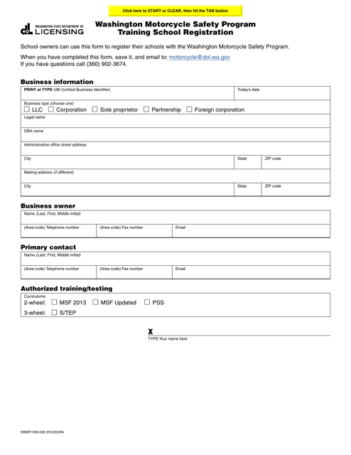 Form WMSP-560-038  Printable Pdf