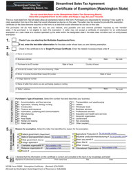 SSTGB Form F0003 Certificate of Exemption (Washington State) - Washington
