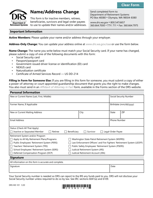 Form DRS MS101  Printable Pdf