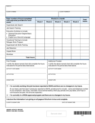 DSHS Form 01-205 Basic Food Workfare Activity Report - Washington, Page 2