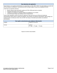 DSHS Formulario 07-097 Aviso De Accion Planificada Del Proveedor Individual (Ip) Sobre Capacitacion/Certificacion - Washington (Spanish), Page 2