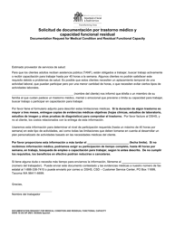 DSHS Formulario 10-353 Solicitud De Documentacion Por Trastorno Medico Y Capacidad Funcional Residual - Washington (Spanish)