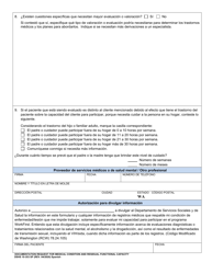 DSHS Formulario 10-353 Solicitud De Documentacion Por Trastorno Medico Y Capacidad Funcional Residual - Washington (Spanish), Page 4