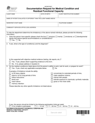 DSHS Form 10-353 Documentation Request for Medical Condition and Residual Functional Capacity - Washington, Page 2