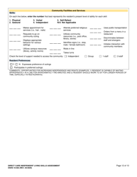 DSHS Form 10-592 Comprehensive Functional Assessment of Direct Care Independent Living Skills - Washington, Page 12