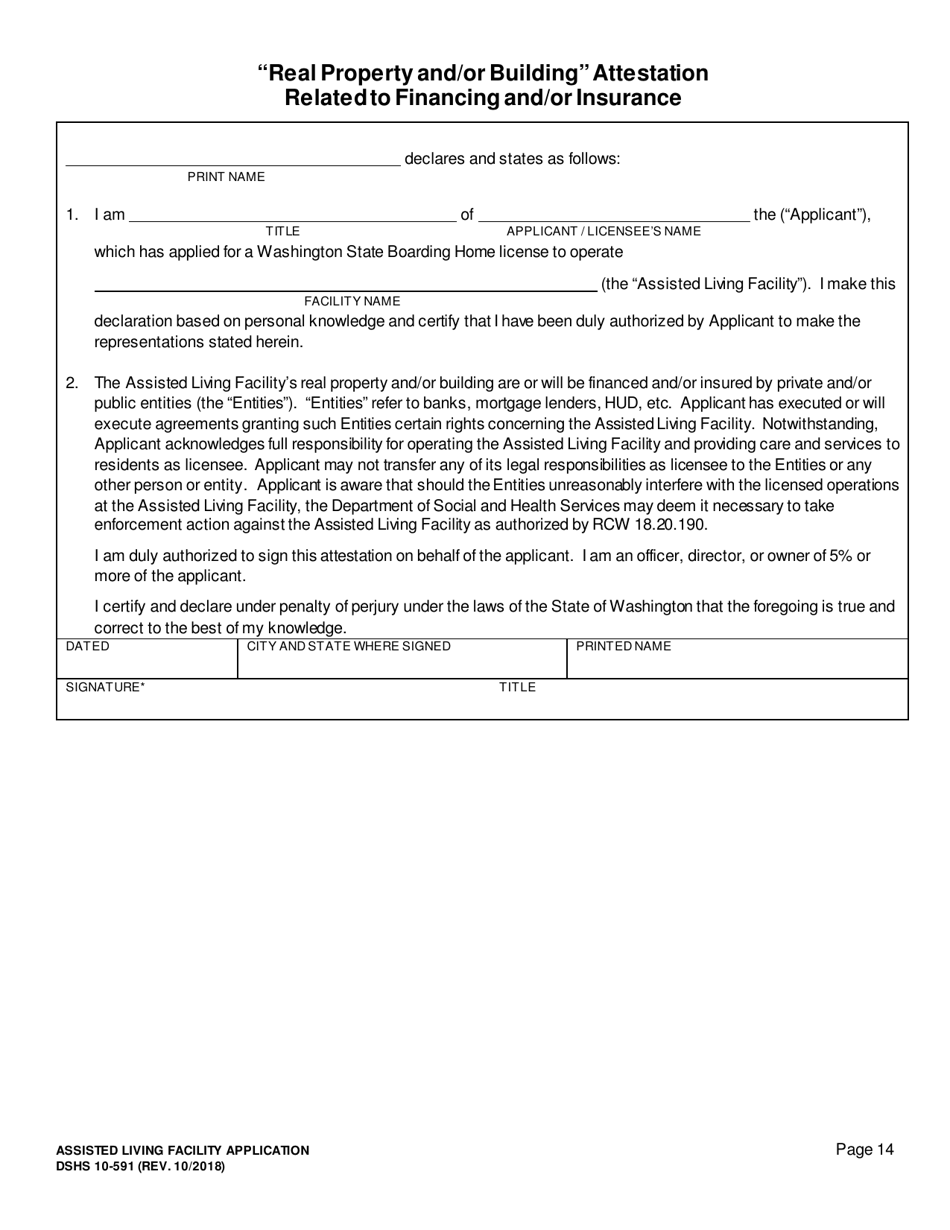 DSHS Form 10-591 Assisted Living Facility License Application - Washington, Page 15