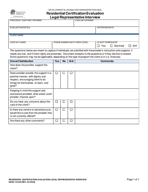DSHS Form 10-646  Printable Pdf