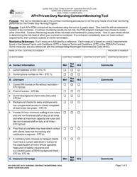 DSHS Form 10-650A Afh Private Duty Nursing Contract Monitoring Tool - Washington