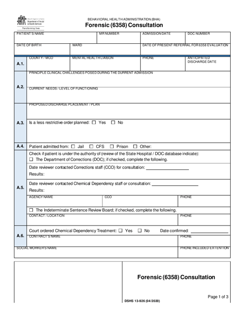 DSHS Form 13-926  Printable Pdf
