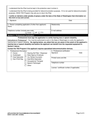 DSHS Form 14-264 Application for Telecommunication Equipment - Washington, Page 9