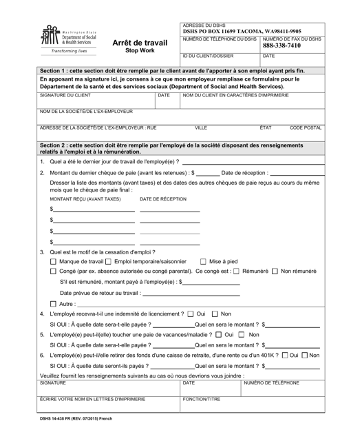 DSHS Forme 14-438  Printable Pdf