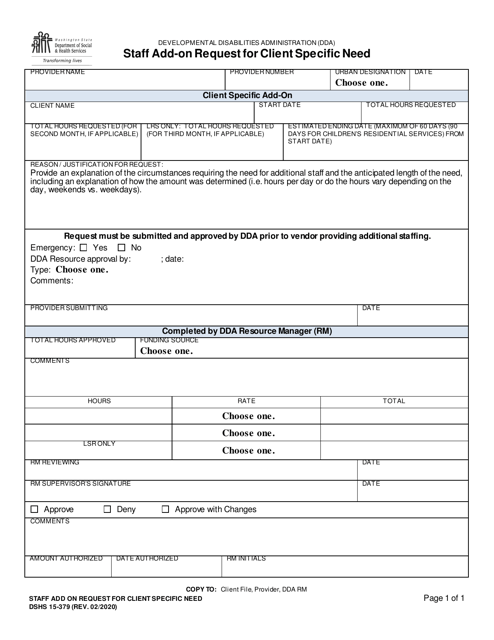 DSHS Form 15-379  Printable Pdf