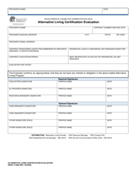DSHS Form 15-388 Alternative Living Certification Evaluation - Washington