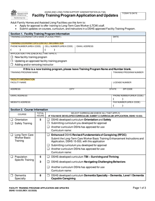 DSHS Form 15-555  Printable Pdf