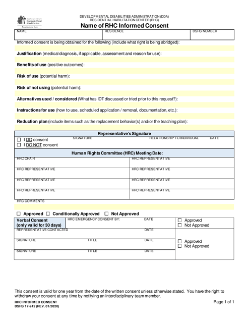 DSHS Form 17-242  Printable Pdf