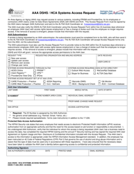 Document preview: DSHS Form 17-226 Aaa Dshs / Hca Systems Access Request - Washington