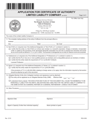 Form SS-4233 Application for Certificate of Authority Limited Liability Company - Tennessee, Page 6
