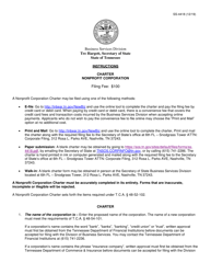 Form SS-4418 Charter Nonprofit Corporation - Tennessee