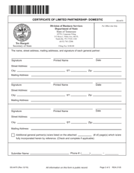 Form SS-4470 Certificate of Limited Partnership - Domestic - Tennessee, Page 4