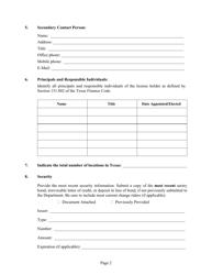 Annual Report for Texas Currency Exchange License Holders - Texas, Page 2