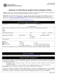 Document preview: Form F-500-1600 Request for Child Abuse/Neglect Central Registry Check - Texas