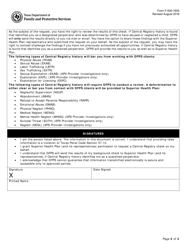 Form F-500-1600 Request for Child Abuse/Neglect Central Registry Check - Texas, Page 2