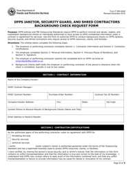 Form F-500-4048 Dfps Janitor, Security Guard, and Shred Contractors Background Check Request Form - Texas