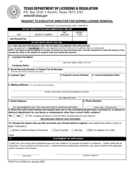 TDLR Form LIC003 Request to Executive Director for Expired License Renewal - Texas, Page 3