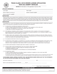 Document preview: Form CDL-2 Texas Class a or B Driver License Application Non-cdl Exempt Vehicles - Texas