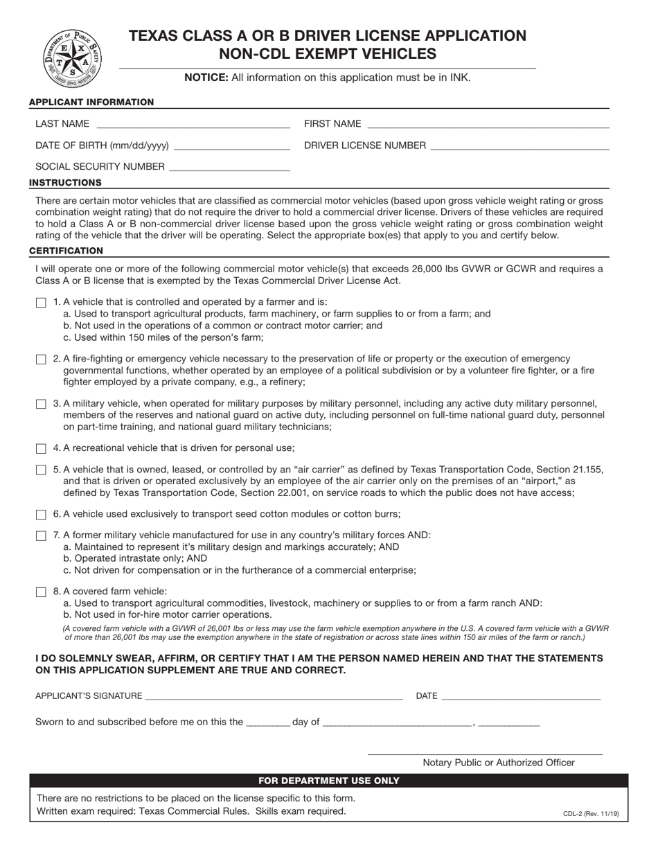 Form Cdl 2 Fill Out Sign Online And Download Fillable Pdf Texas Templateroller 7394