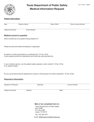 Document preview: Form DL-177 Medical Information Request - Texas