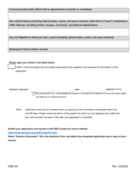 Form RSD-49 Application for Appointment to the Vehicle Inspection Advisor - Texas, Page 2