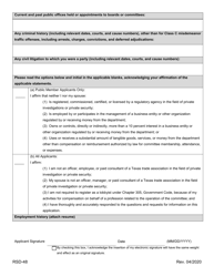 Form RSD-48 Application for Appointment to the Prviate Security Advisory - Texas, Page 2