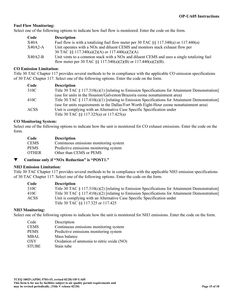 Form TCEQ-10025 (OP-UA05) Process Heater / Furnace Attributes - Texas, Page 15