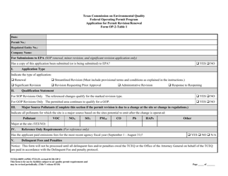 Form TCEQ-10059 (OP-2) Application for Permit Revision/Renewal - Texas, Page 8